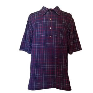 Vintage Polo by Ralph Lauren‎ Navy Blue, Red and White Plaid Polo Shirt Size L